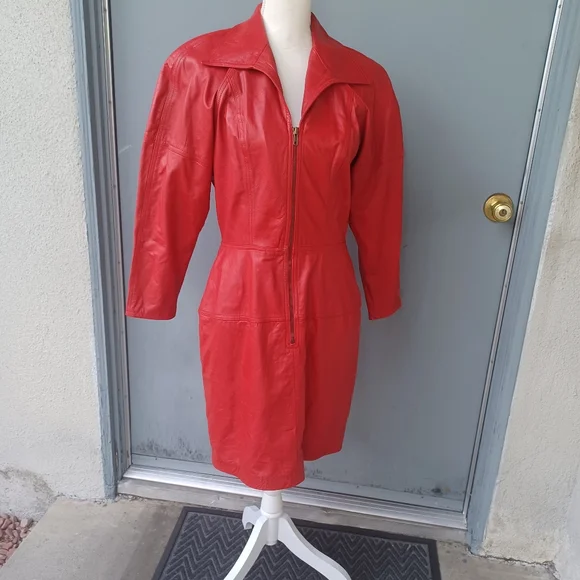 Vintage Rickie Freeman by TeriJon red leather dress S.